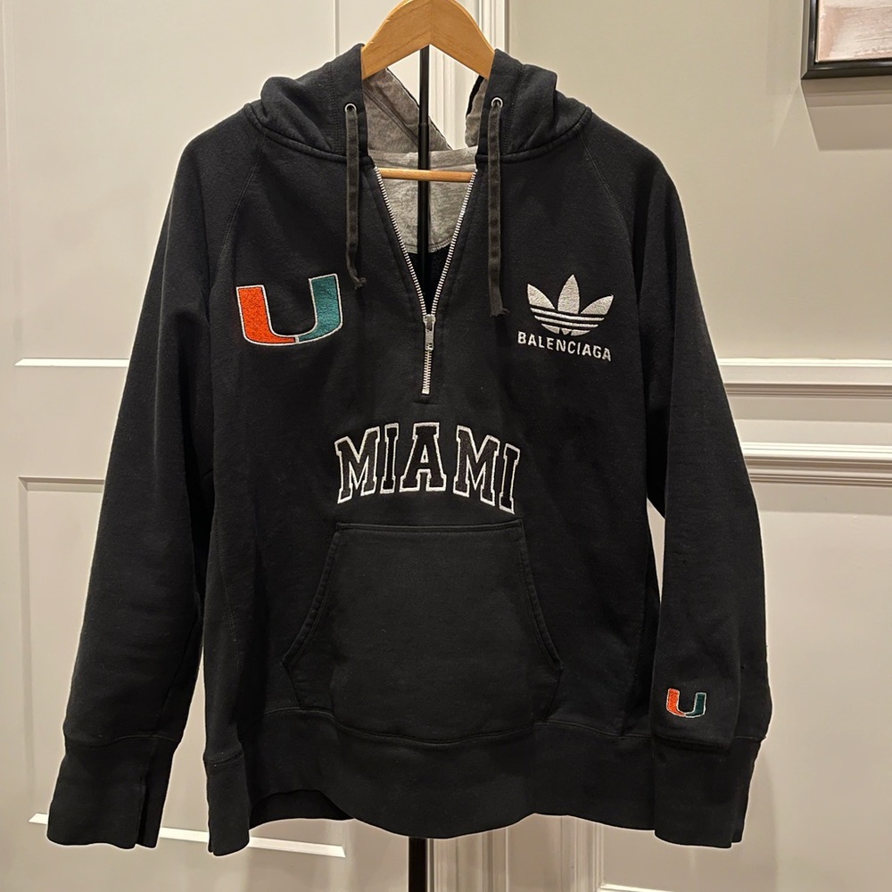Vintage Black University of Miami UM Hoodie